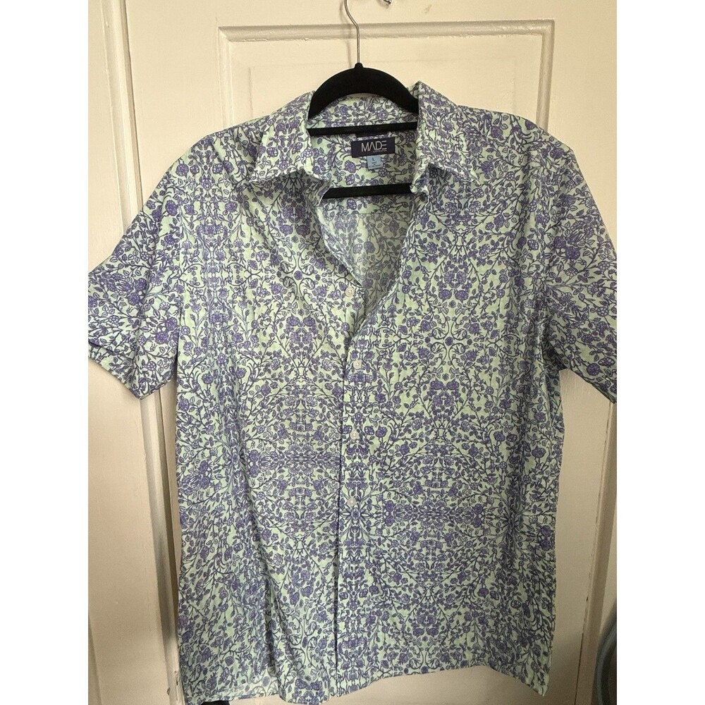 MADE by Cam Newton Men’s Shirt L – Floral Short Sleeve Button-Up Bold Print